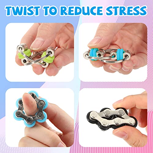 CHENGU 16-Piece Fidget Toy Set with Roller Chains and Key Flippy Chains - Stress Relief for ADHD, Autism, Teens and Adults