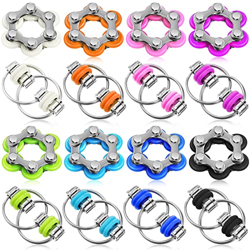 CHENGU 16-Piece Fidget Toy Set with Roller Chains and Key Flippy Chains - Stress Relief for ADHD, Autism, Teens and Adults