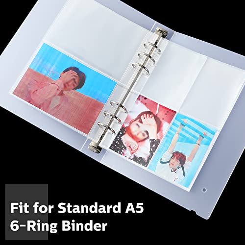 CHENGU 60 Pack Clear Binder Pockets for A5 6-Ring – 1, 2 & 4 Pocket Options for Photos and Cards