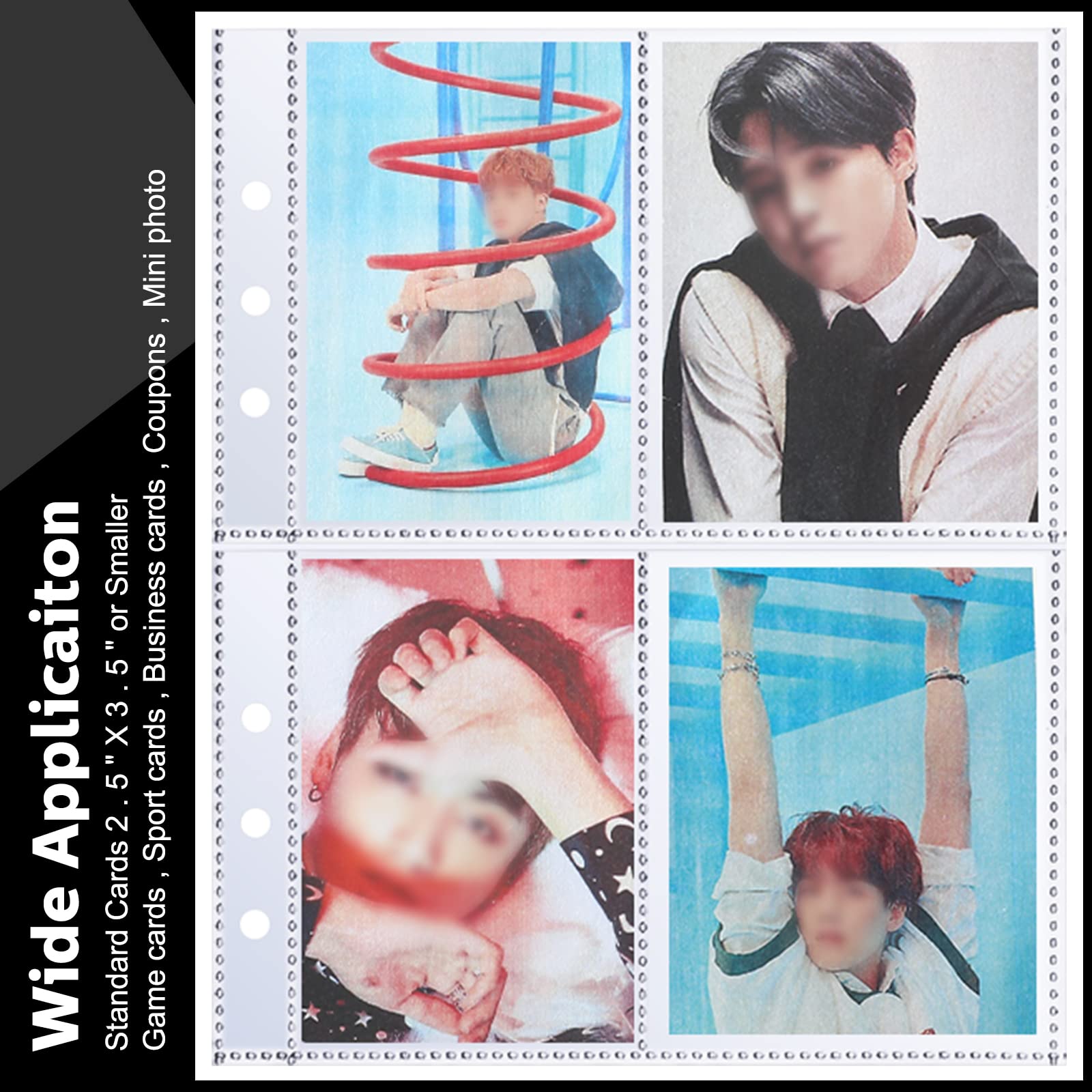 CHENGU 60 Pack Clear Binder Pockets for A5 6-Ring – 1, 2 & 4 Pocket Options for Photos and Cards