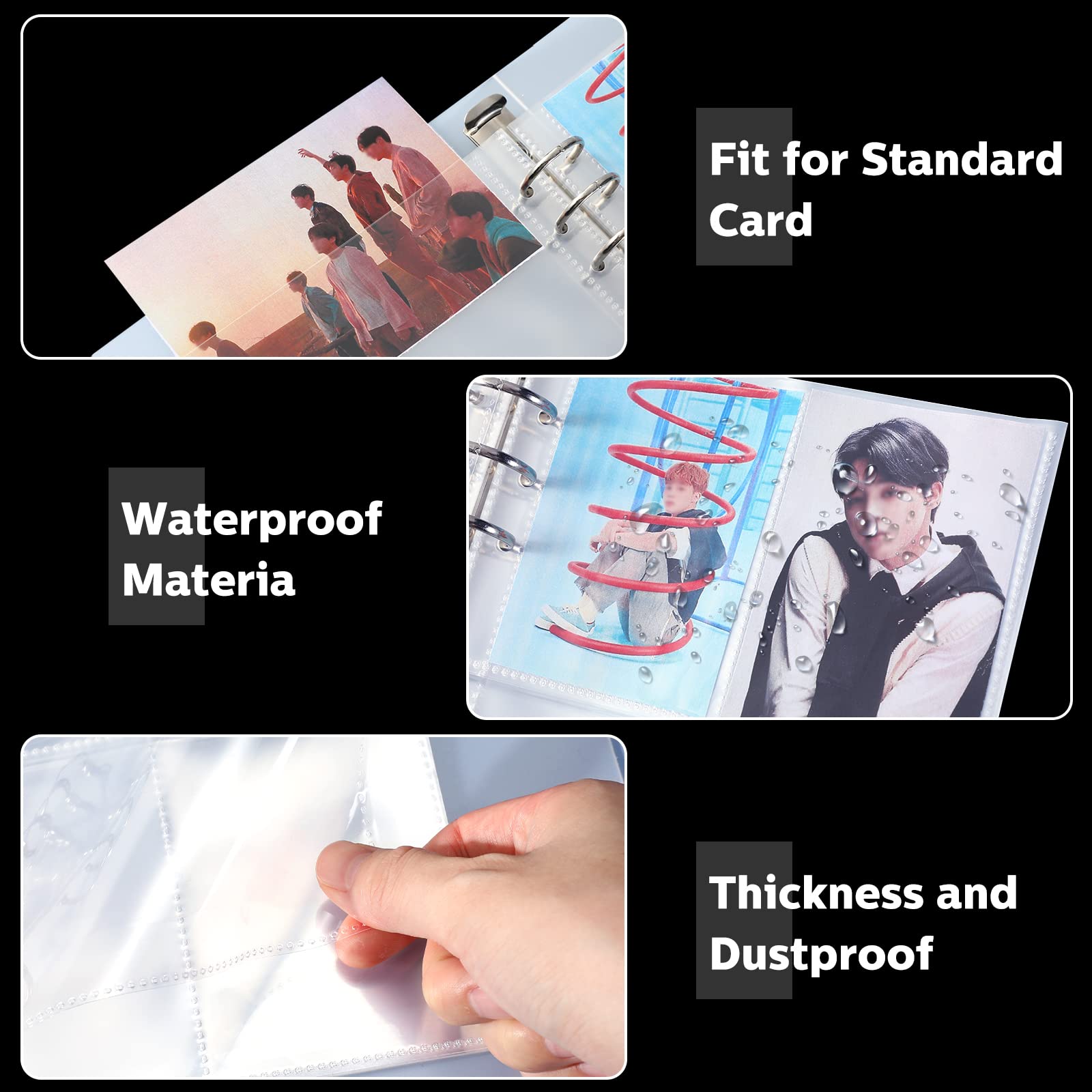 CHENGU 60 Pack Clear Binder Pockets for A5 6-Ring – 1, 2 & 4 Pocket Options for Photos and Cards
