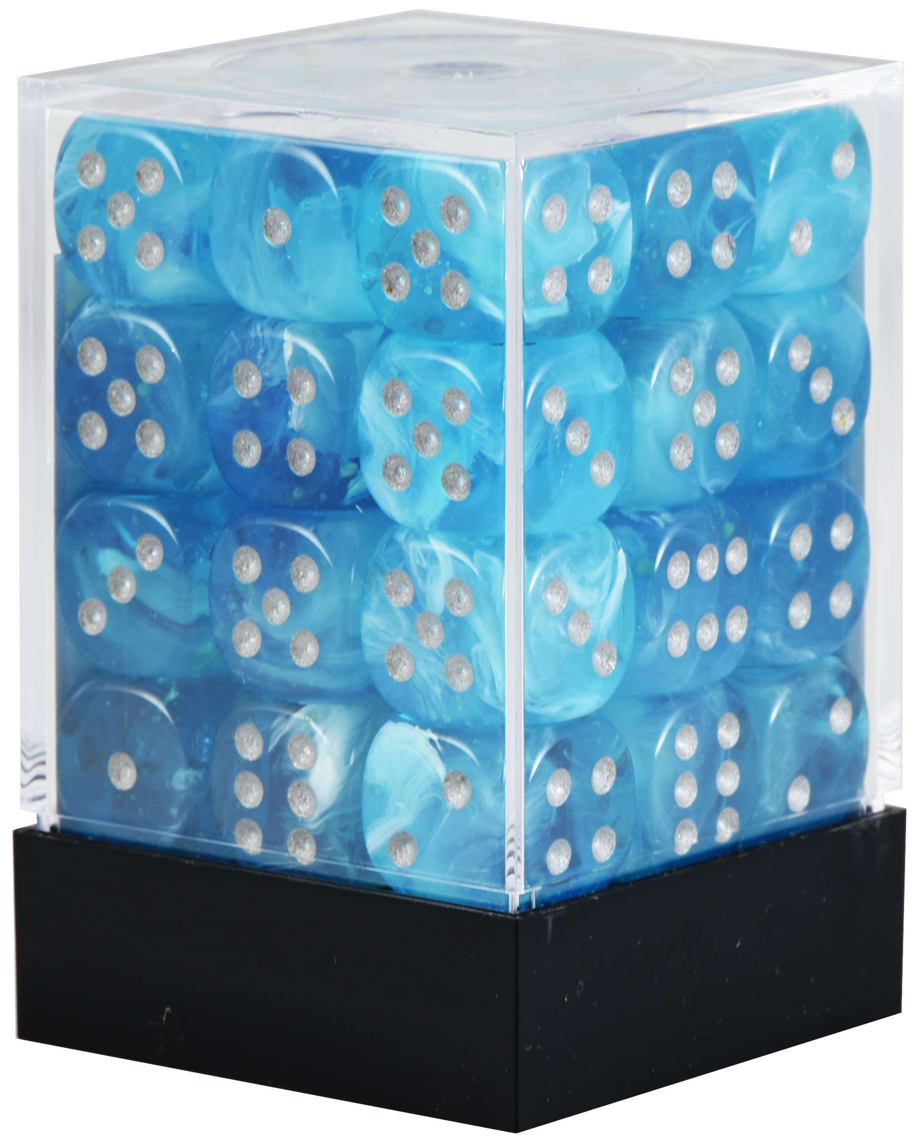 Chessex Luminary Sky/Silver 12 mm D6 Dice Block - 36 Dice