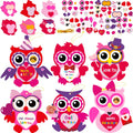 chiazllta 30-Pack Valentine's Day Owl Craft Kit – DIY Heart Craft with Stickers for Home or Classroom Activities