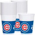 Chicago Cubs 16oz Plastic Cups – Pack of 25, Team Logo, White/Blue/Red, Durable & Disposable Party Drinkware
