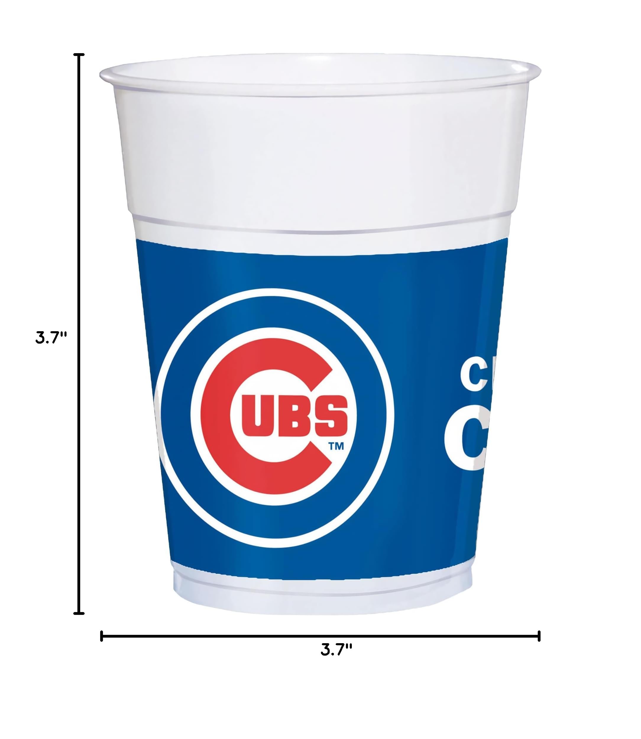Chicago Cubs 16oz Plastic Cups – Pack of 25, Team Logo, White/Blue/Red, Durable & Disposable Party Drinkware