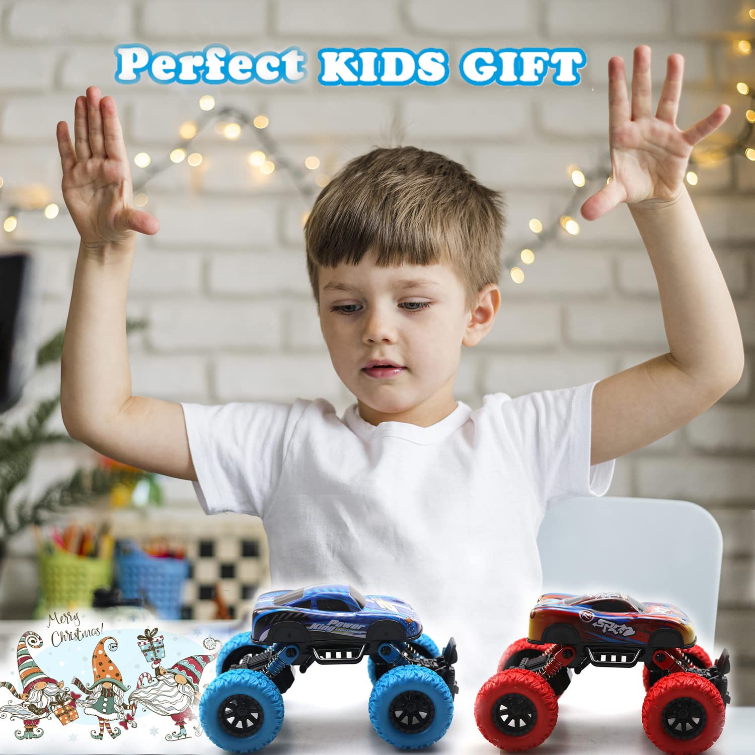 Chilartalent Pull Back Monster Trucks for Kids – Friction Powered 4WD Toy Cars, No Battery Needed, Gifts for Ages 1-5
