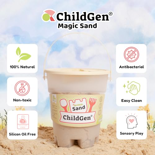 ChildGen Magic Play Sand Bucket 1.1lb – Non-Toxic Pink Sensory Sand for Ages 3-12