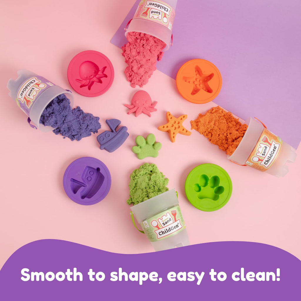 ChildGen Magic Play Sand Bucket 1.1lb – Non-Toxic Pink Sensory Sand for Ages 3-12