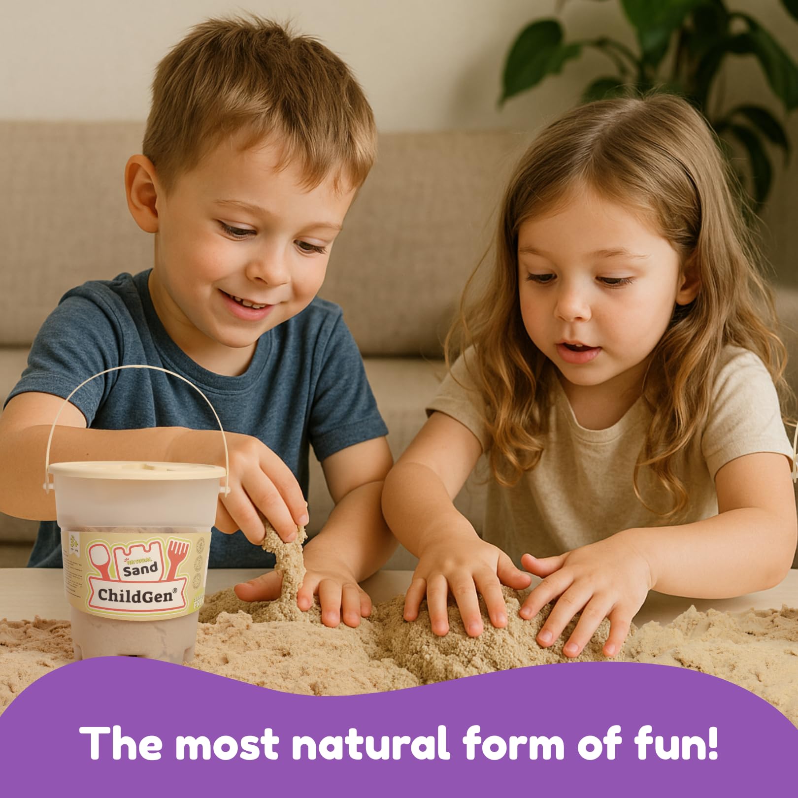 ChildGen Magic Play Sand Bucket 1.1lb – Non-Toxic Pink Sensory Sand for Ages 3-12