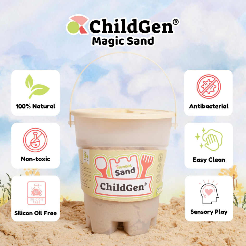 ChildGen Magic Play Sand Bucket 1.1lb – Non-Toxic Pink Sensory Sand for Ages 3-12