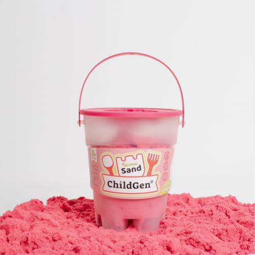 ChildGen Magic Play Sand Bucket 1.1lb – Non-Toxic Pink Sensory Sand for Ages 3-12