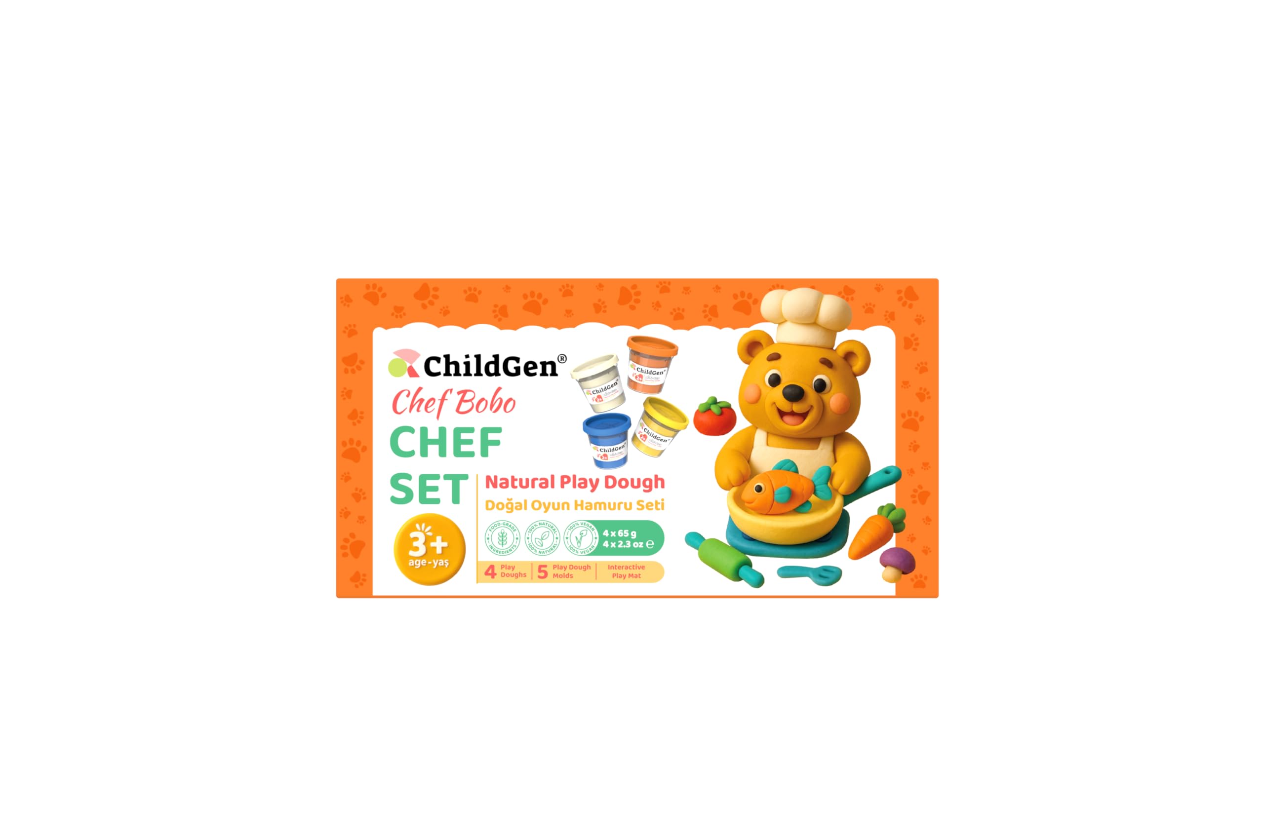 ChildGen Paw Pals Natural Play Dough Set – Non-Toxic Sensory Dough with Moulds & Play Card