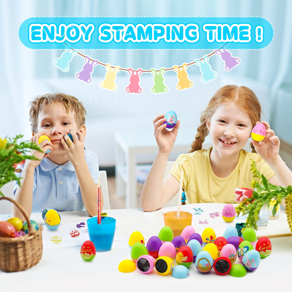 Childom 24-Pack Easter Stamps for Kids - Pre-Inked Mini Stampers for Egg Hunt, Party Favors, and Classroom Prizes