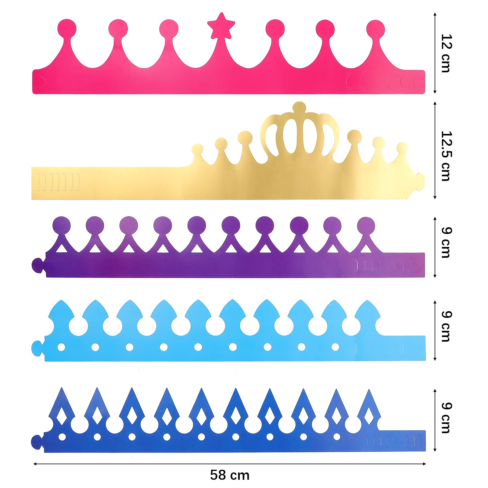 Chinco 38-Piece Paper Crown Hats with Stickers – DIY Birthday Party Crowns for Kids