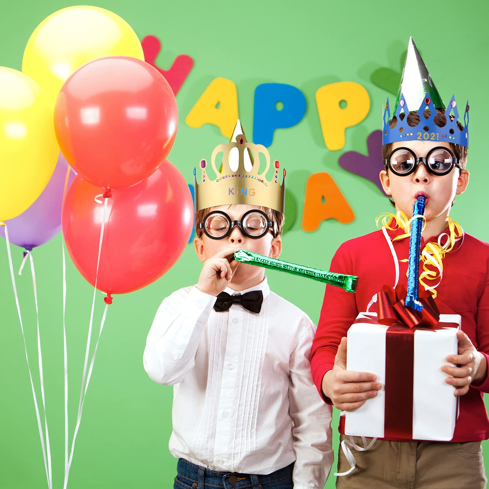 Chinco 38-Piece Paper Crown Hats with Stickers – DIY Birthday Party Crowns for Kids