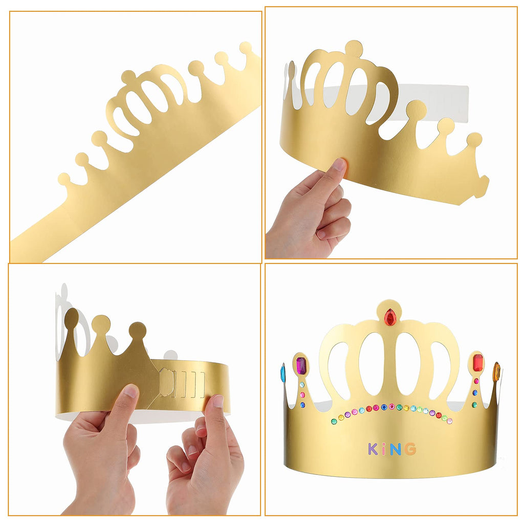 Chinco 38-Piece Paper Crown Hats with Stickers – DIY Birthday Party Crowns for Kids