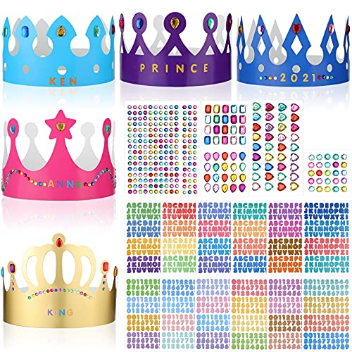 Chinco 38-Piece Paper Crown Hats with Stickers – DIY Birthday Party Crowns for Kids