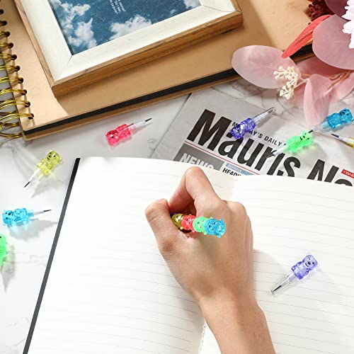 Chinco Stackable Plastic Bear Pencils - 50 Pieces, 5 Colors for Party Favors & Classroom Prizes