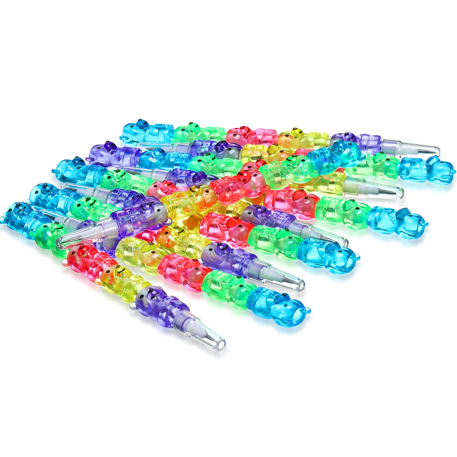 Chinco Stackable Plastic Bear Pencils - 50 Pieces, 5 Colors for Party Favors & Classroom Prizes