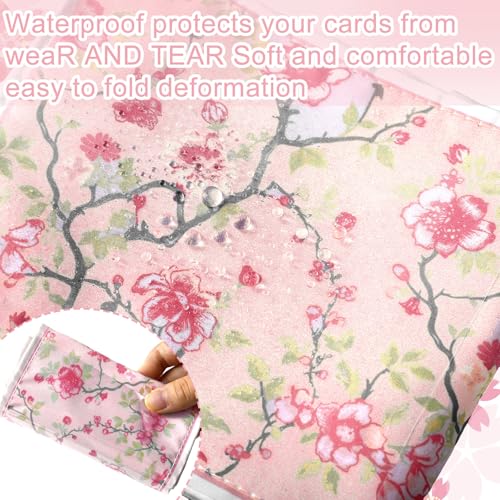 Chinoiserie Mahjong Card Holder Set of 4 - Pink & Green Fabric Scorecard Protectors for American Mahjong Cards