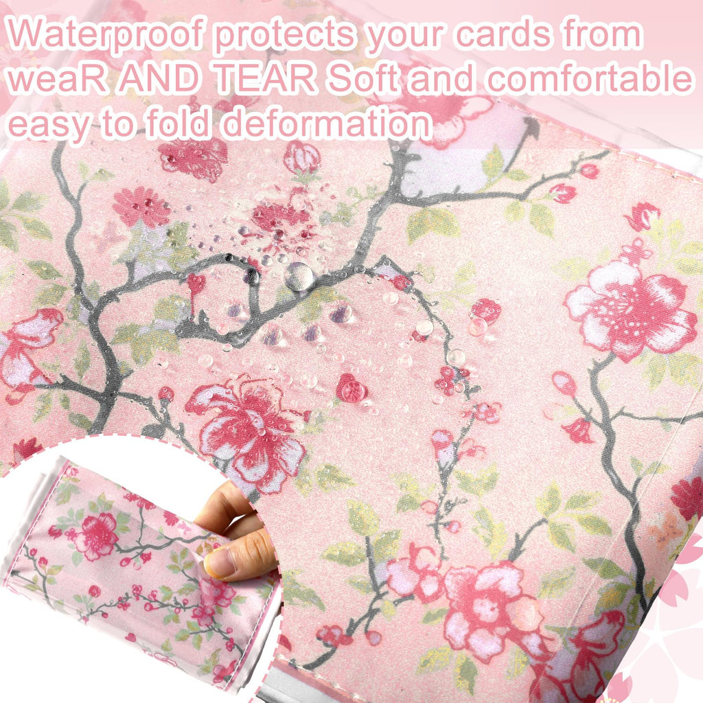 Chinoiserie Mahjong Card Holder Set of 4 - Pink & Green Fabric Scorecard Protectors for American Mahjong Cards