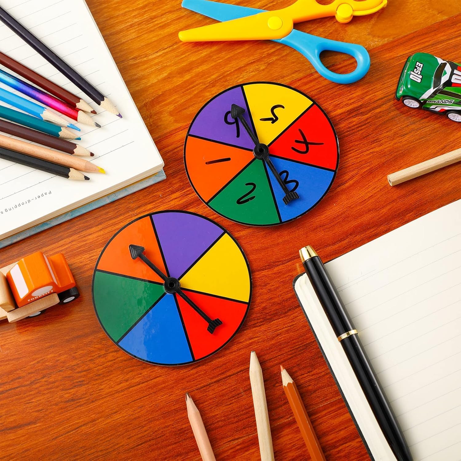 Chivao 10 Set Blank Erasable Game Spinner Boards with Plastic Arrows - 6 Colors for Classroom, Party, or Decision Making