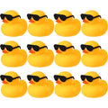 Chivao 12 Mini Rubber Ducks with Detachable Sunglasses - Bath Toys for Kids, 3x2 Inch