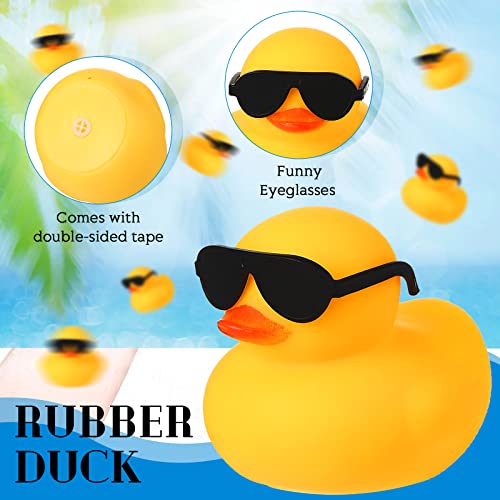 Chivao 12 Mini Rubber Ducks with Detachable Sunglasses - Bath Toys for Kids, 3x2 Inch