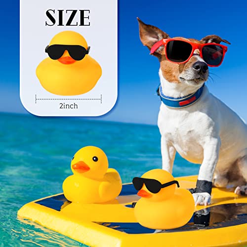 Chivao 12 Mini Rubber Ducks with Detachable Sunglasses - Bath Toys for Kids, 3x2 Inch