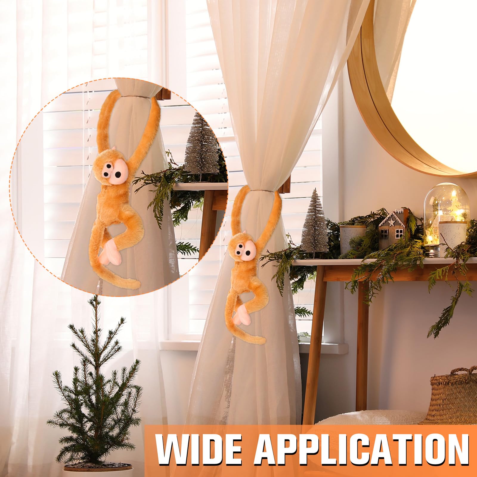 Chivao 2 Pack Hanging Monkey Stuffed Animals - 28 Inch Brown & Khaki Plush Toys with Hook and Loop Fasteners
