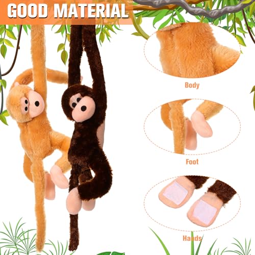 Chivao 2 Pack Hanging Monkey Stuffed Animals - 28 Inch Brown & Khaki Plush Toys with Hook and Loop Fasteners