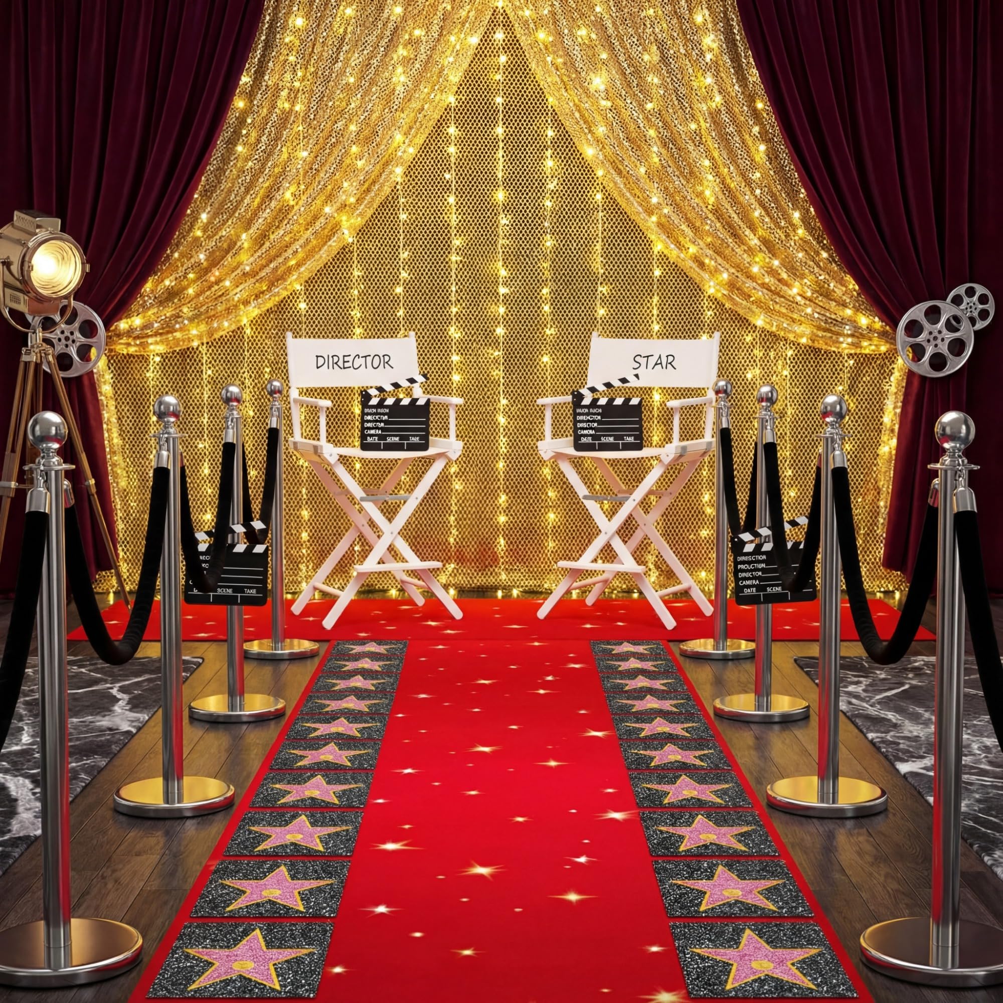 Chivao 26-Sheet Movie Star Stickers for Red Carpet Party Decor with 4 Markers