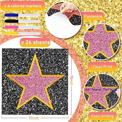 Chivao 26-Sheet Movie Star Stickers for Red Carpet Party Decor with 4 Markers