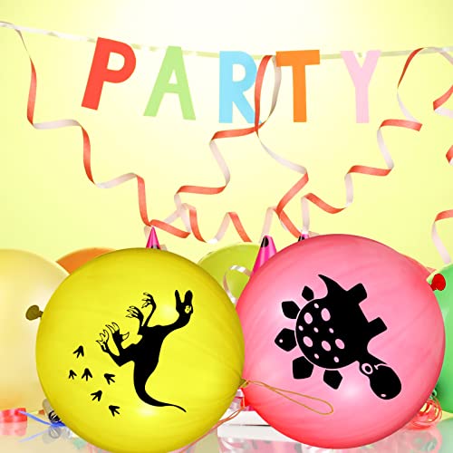 Chivao 30-Pack Dinosaur Punch Balloons, 18 Inch Latex Punching Balloons with Rubber Band for Party Favors and Carnival Games
