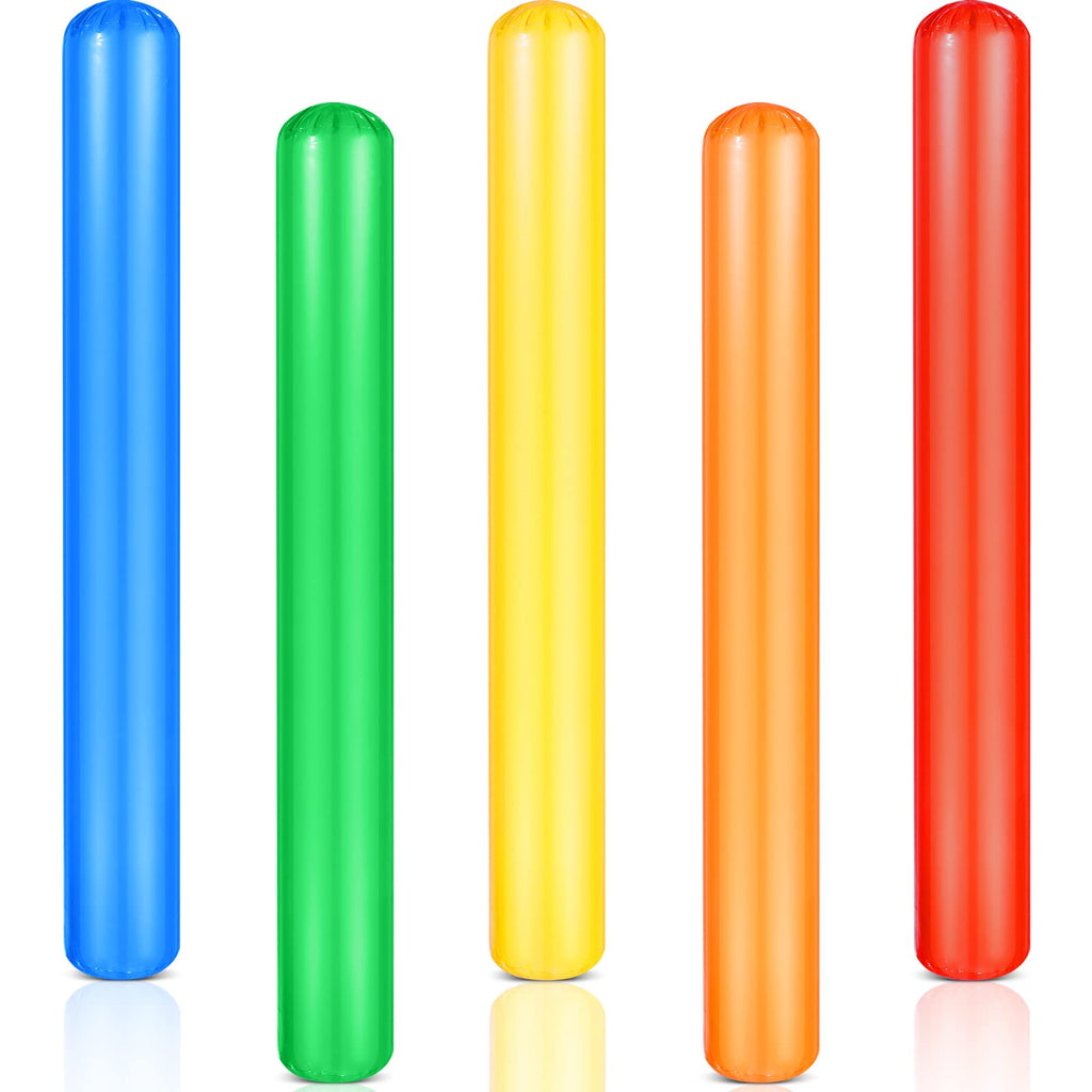 Chivao Inflatable Pool Noodles 41.3 Inch - 5 Pack Colorful PVC Swim Noodles for Adults - Water Games for Pool, Beach & Parties