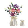 Chodia Artificial Flower Bouquet Building Blocks Set – 413 Pieces, Adjustable Stems, Pink Botanical Collection Gift for Adults
