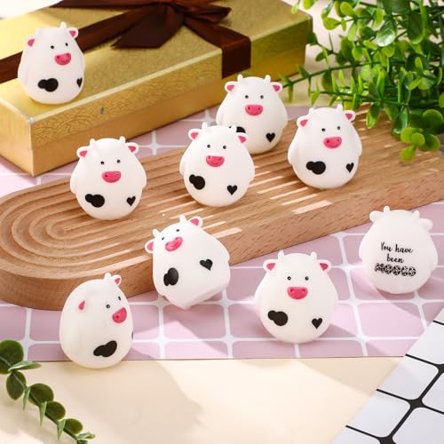 Cholemy 25 Mini Rubber Cow Figurines – Funny Puns, Squeeze Sound, Bulk Cute Gifts