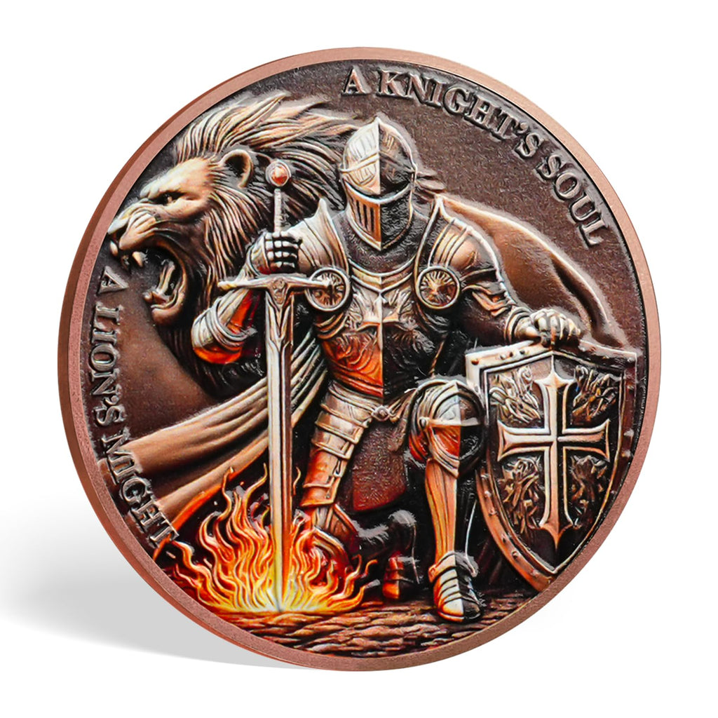 Christian Challenge Coin – Knight & Lion of Judah Design – Tokenara Faith Token