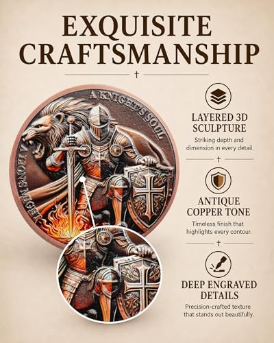 Christian Challenge Coin – Knight & Lion of Judah Design – Tokenara Faith Token