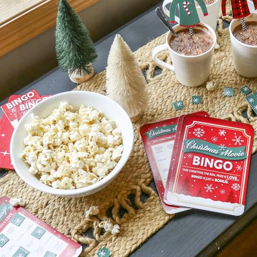 Christmas Movie Bingo Set - 18 Cards with Rom Com Holiday Theme - Party Game