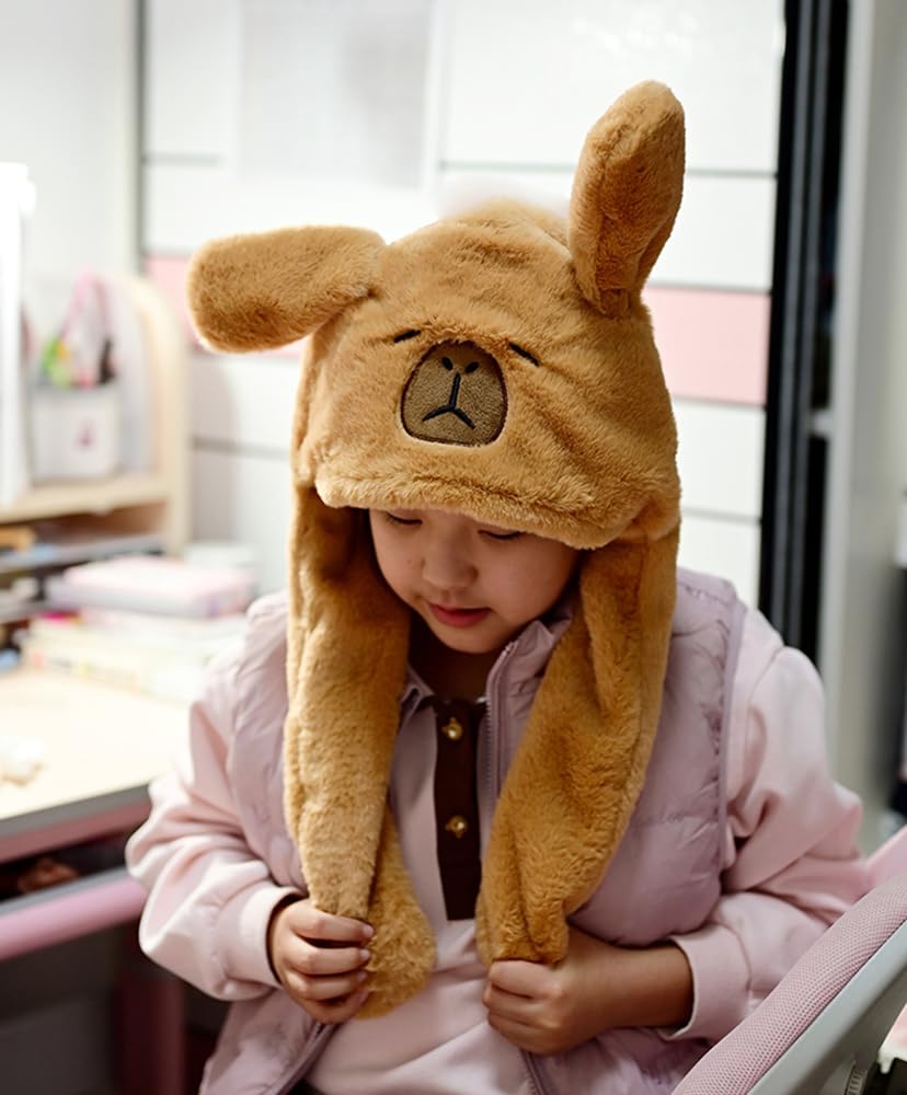 Christmas Plush Ear Hat with Moving Jumping Ears - Soft Animal Flap Hat for Gifts