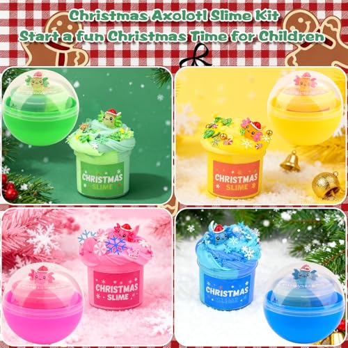 Christmas Slime Kit with 4 Butter Slime Balls and Axolotl Toys
