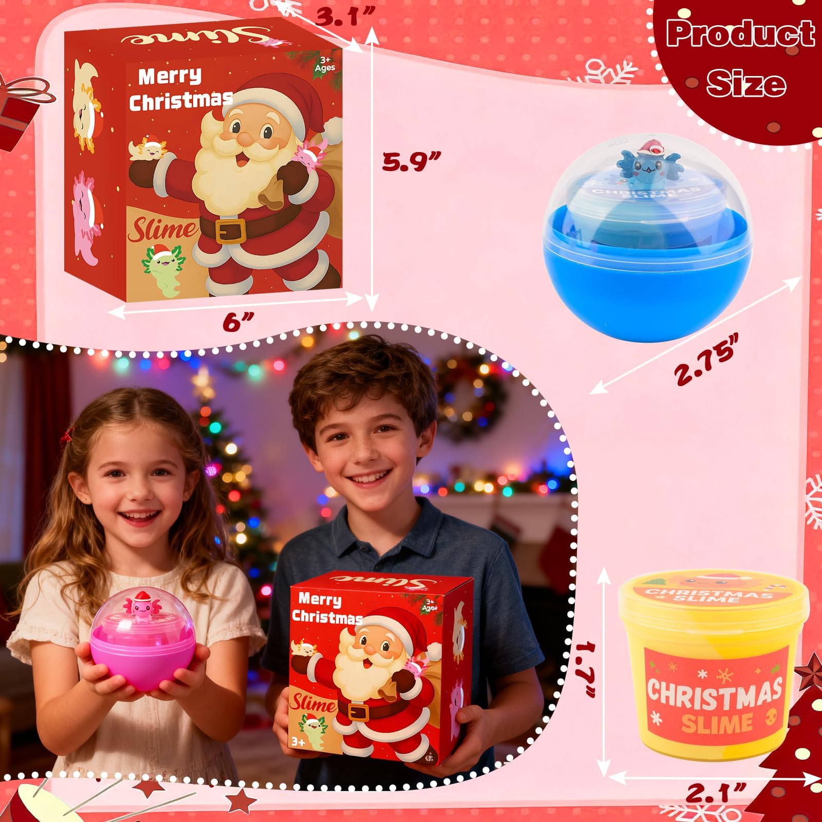 Christmas Slime Kit with 4 Butter Slime Balls and Axolotl Toys