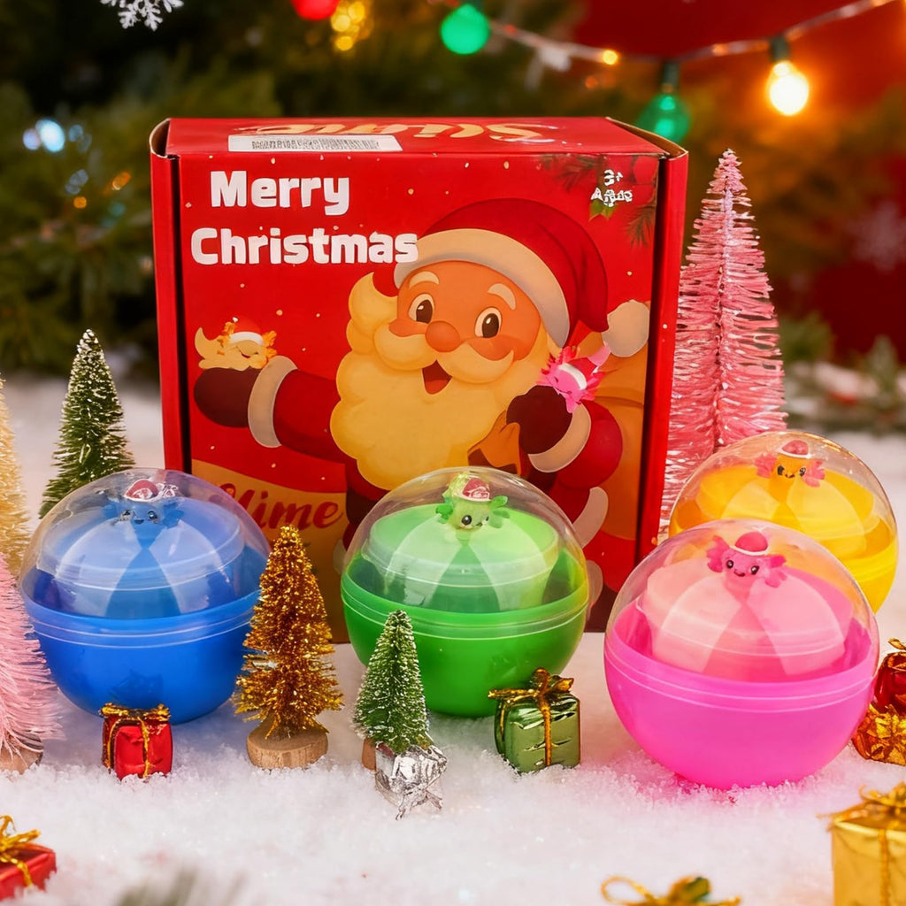 Christmas Slime Kit with 4 Butter Slime Balls and Axolotl Toys