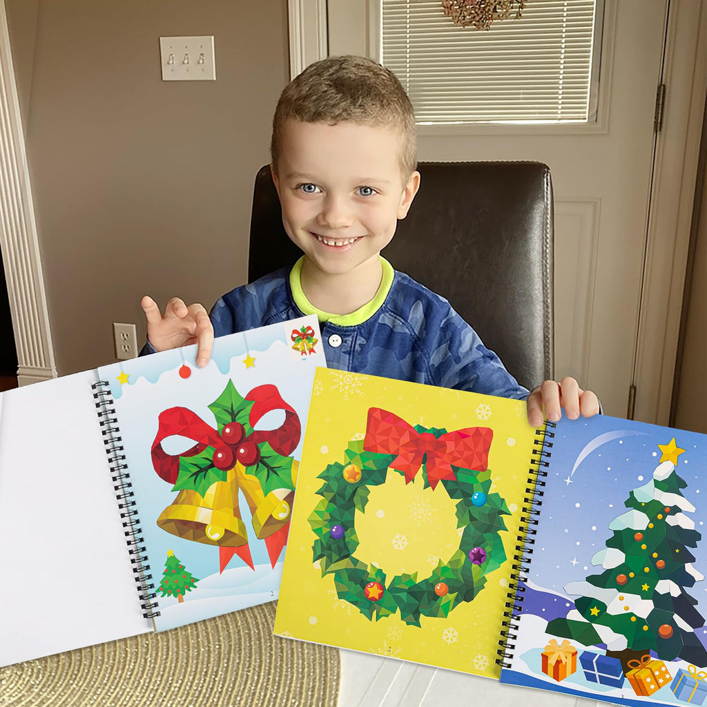 Christmas Sticker Paint Books for Kids Ages 4-8 – 2 Books with 22 Festive Designs (Santa, Snowman, Elf, Gnome)