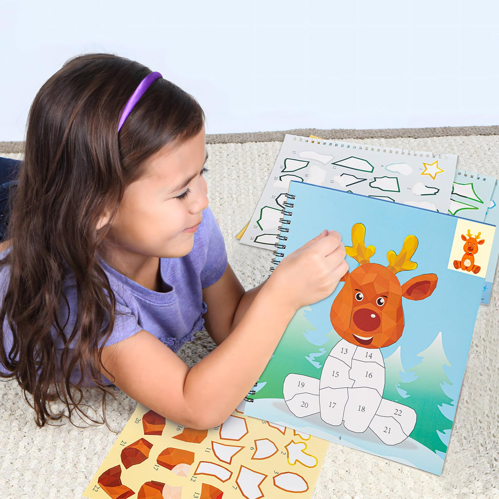 Christmas Sticker Paint Books for Kids Ages 4-8 – 2 Books with 22 Festive Designs (Santa, Snowman, Elf, Gnome)