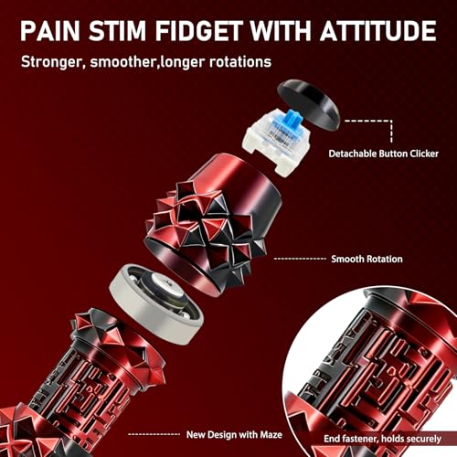 CHUAWANLY 6-in-1 Pain Fidget Toy for Adults – Spiky Clicker, Spinner, Maze, on Keychain
