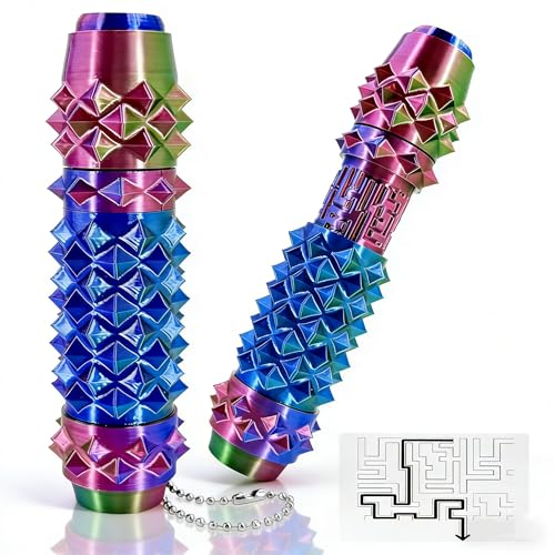 CHUAWANLY 6-in-1 Spiky Fidget Toy for Adults – Clicker, Spinner, Maze, Storage & Spiky Grip – Stress Relief Keychain (2026 Upgrade)