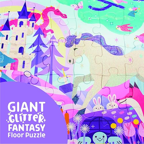 Chuckle & Roar 50-Piece Glitter Fantasy Floor Puzzle – Jumbo 24x36 Inch for Ages 3+