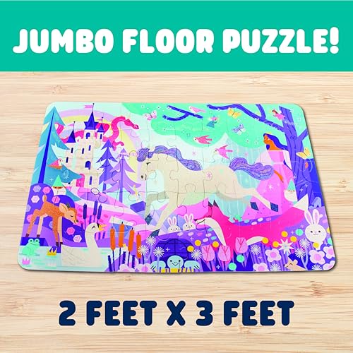 Chuckle & Roar 50-Piece Glitter Fantasy Floor Puzzle – Jumbo 24x36 Inch for Ages 3+